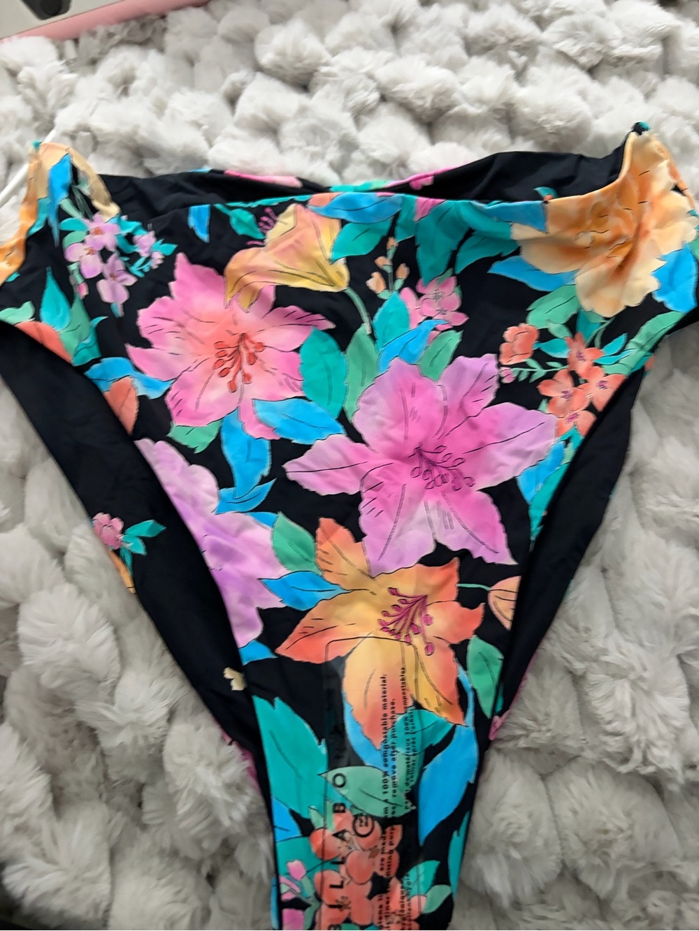 Billabong Reversible Black Floral Bikini Bottom with Pink & Teal Blooms M/10 NWT